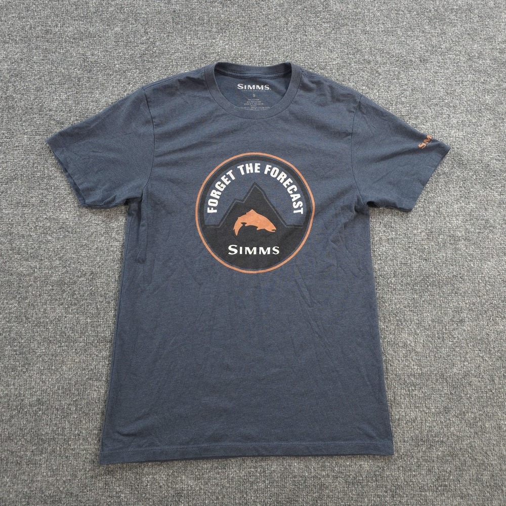 Simms Shirt Mens Small Blue Forget The Forecast Fishing Graphic Tee Outdoors